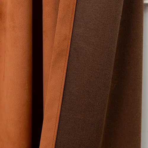 Miniatura 6 de Cortinas de terciopelo con trabilla trasera de 52 x 63 pulgadas de color naranja quemado de KOUFALL
