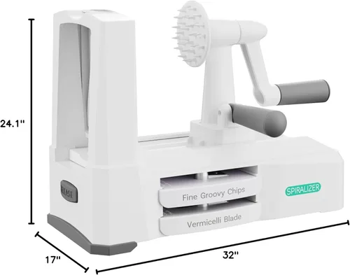 Miniatura 8 de Cortador de verduras de 5 cuchillas Spiralizer, el más fuerte y resistente, ideal para hacer pastas y espaguetis de verduras para comidas bajas