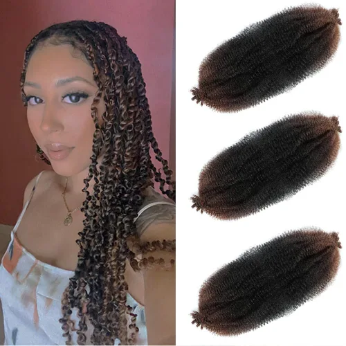 Miniatura 8 de Cabello afro trenzado elástico de 24 pulgadas 3 paquetes Cabello afro trenzado elástico Cabello afro para trenzado en crochet (24 pulgadas