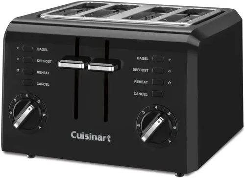 Miniatura 2 de Cuisinart Tostadora compacta de plástico de 4 rebanadas, color negro, CPT-142BKP1