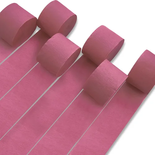 Miniatura 56 de PartyWoo Serpentinas de papel crepé rosa, 6 unidades, 492 pies, paquete de serpentinas de papel crepé claro pastel rosa intenso para cumpleaños