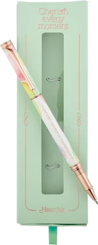 Miniatura 3 de Heartfelt Bolígrafo de escritura de gel para mujer, metal dorado rosa con cristal de mar liso en colores pastel, diseño de acuarela, frase