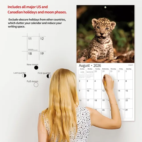 Miniatura 5 de Calendario de Pared 2026, Calendario 2026, Noviembre 2025 - Diciembre 2026, Calendario de Pared de Animales Bebés, 12" x 24" Abierto, Meses