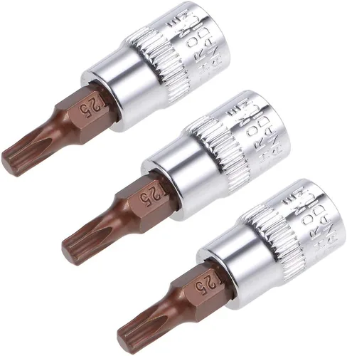 Miniatura 8 de uxcell 3 piezas de 1/4 pulgadas de unidad x T20 Torx zócalo, brocas de acero S2 CR-V sockets 1.496 in longitud uso con llave de trinquete, barra