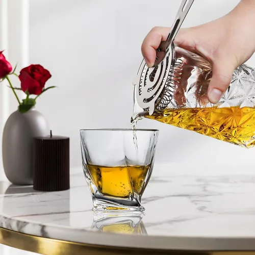 Miniatura 4 de Kit de vasos para mezclar cócteles, vidrio agitador de cristal de 24 onzas con herramientas de barra de acero inoxidable – Jigger, Muddler, colador