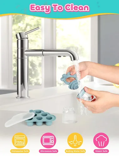 Miniatura 7 de Juego de moldes para paletas y alimentadores de alimentos, alimentador de frutas para bebés para alivio de la dentición y autoalimentación segura