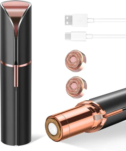 Miniatura 8 de Depilación facial para mujeres, dispositivo removedor de vello portátil sin dolor, recargable, con 4 cabezales de repuesto, para cara, labio Rosa