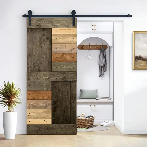 Miniatura 22 de TMS Serie N - Puerta corrediza interior de madera de pino anudada con kit de herrajes deslizantes (32 x 84 pulgadas, blanco)