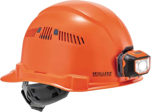 Miniatura 2 de Casco duro ventilado con luz, estilo gorra, suspensión de trinquete, Clase C, Ergodyne Skullerz 8972LED naranja