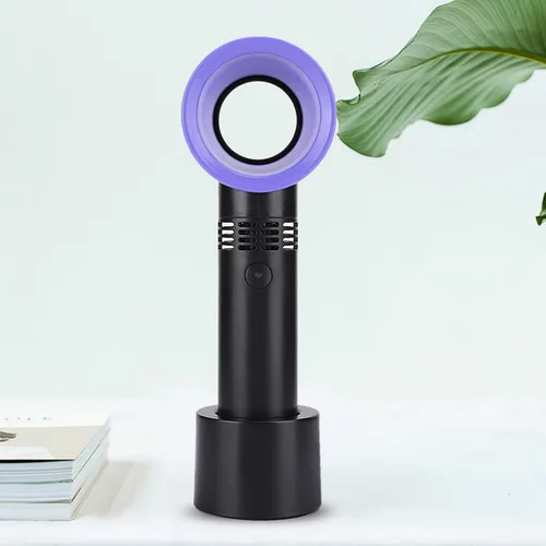 Miniatura 7 de Mini ventilador de mano sin aspas, mini ventilador de escritorio USB portátil, 3 velocidades, funciona con batería recargable por USB, reduce