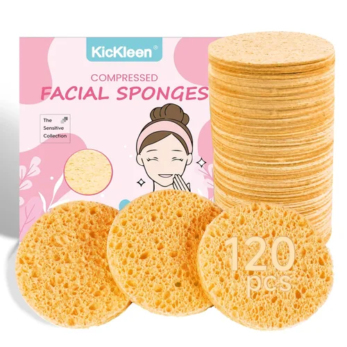 Miniatura 9 de 120 esponjas faciales comprimidas, 100 % natural, esponjas cosméticas de spa de celulosa para limpieza facial diaria, maquillaje y eliminación