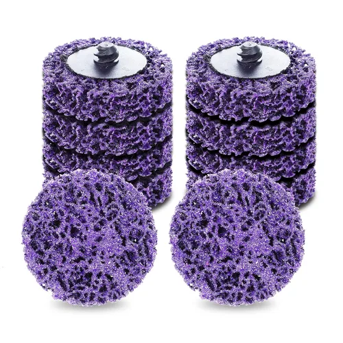 10 discos de tira de cambio rápido de 2 pulgadas, discos de nailon no tejido morado con respaldo macho tipo R, accesorios para amoladora para
