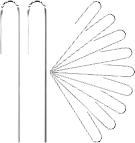 Pelopy 200 estacas de tubo de goteo de riego de 1/2 pulgada, 5 pulgadas, grapas de paisaje en forma de J, estacas de línea de goteo de jardín,