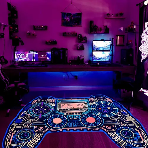 Miniatura 9 de Alfombra de juegos para adolescentes y niños, alfombra de jugadores que brilla en la luz negra, alfombra antideslizante para habitación de niños