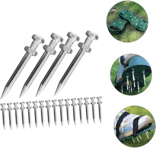 Miniatura 9 de Aireador de césped para zapatos, clavijas de repuesto de 1.77 pulgadas, estacas de metal para aireación de suelo de patio y jardín, accesorios