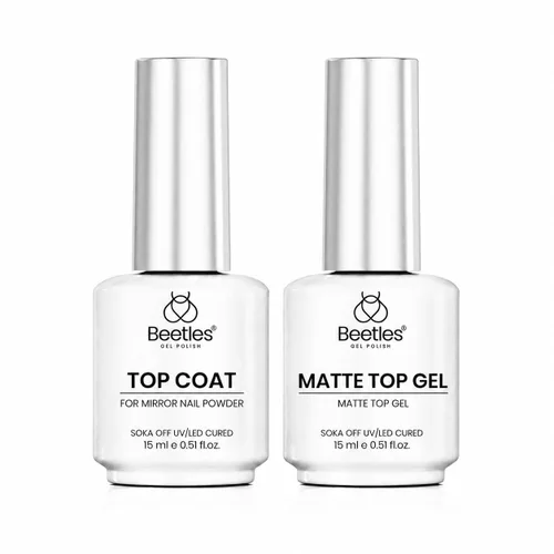 Miniatura 38 de Beetles 3 piezas de 15 ml de esmalte de uñas en gel, capa superior, base y juego de eliminación líquida de látex, sin necesidad de limpiar, capa