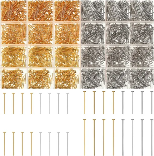 Miniatura 7 de Junkin 2800 Piezas Alfileres de Cabeza Plana para Hacer Joyas DIY, Juego de Alfileres de 0.63 Pulgadas, 0.71, 0.79, 1.18 Pulgadas para Hacer Joyería