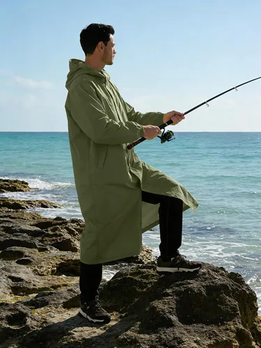 Miniatura 2 de UIQUR Chaqueta impermeable para hombre, ligera, larga, impermeable, rompevientos, ciclismo, correr, senderismo, plegable