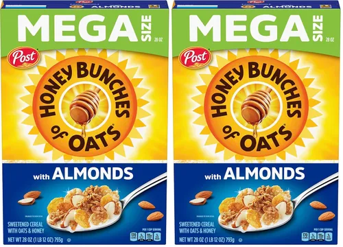 Miniatura 17 de Honey Bunches of Oats Cereal de desayuno con almendras, cereal de almendras con miel con racimos de avena y granola, caja de 12 onzas