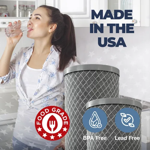 Miniatura 6 de Fabricado en Estados Unidos, 5 micrones, 2.5 x 10 pulgadas, cartucho de filtro de agua para sedimentos de carbono CTO para toda la casa compatible
