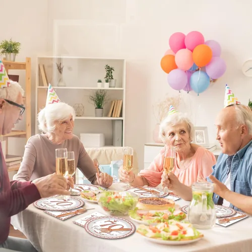 Miniatura 6 de Decoraciones de cumpleaños 70 para mujer, platos y servilletas de feliz cumpleaños 70, suministros de fiesta de oro rosa, vajilla de 70 y fabulosa