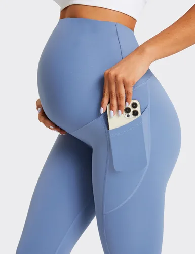 Miniatura 5 de BONVIGOR Leggings de maternidad sobre el vientre, leggings de embarazo con bolsillos, ropa deportiva para entrenamiento, pantalones de yoga