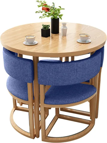 Miniatura 21 de Mesa de cocina y sillas para 4, juego de mesa redonda de comedor para 4, negociación de conferencias pequeñas, 1 mesa y 4 sillas, mesas de café