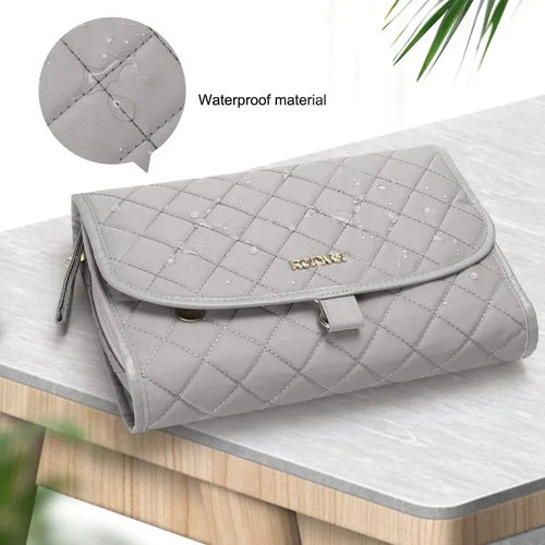 Miniatura 7 de Rollo organizador de joyas de viaje con bolsillos con cremallera, bolsa grande para colgar joyas para anillos, aretes, collares, pulseras, broches