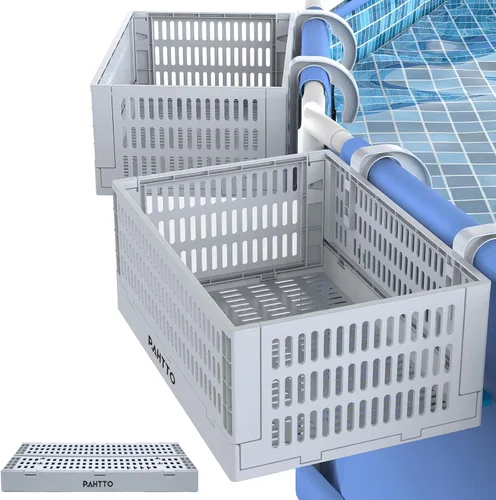 Miniatura 10 de PAHTTO Cesta de almacenamiento junto a la piscina, cesta de almacenamiento plegable sobre el suelo para juguetes de piscina, toallas, bebidas