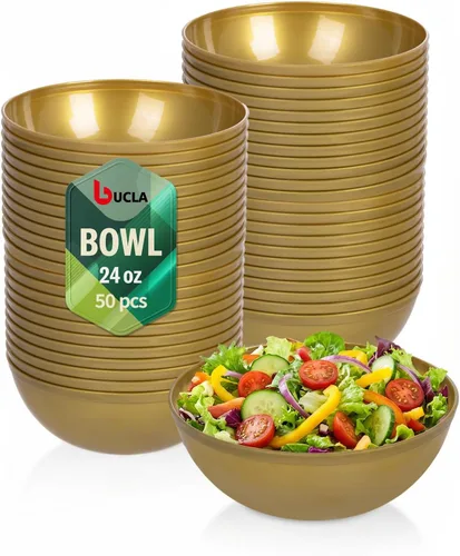 Miniatura 18 de bUCLA Paquete de 50 unidades de cuencos de plástico blanco de 12 oz - Cuencos de salsa de plástico blanco desechables premium resistentes - Ideal