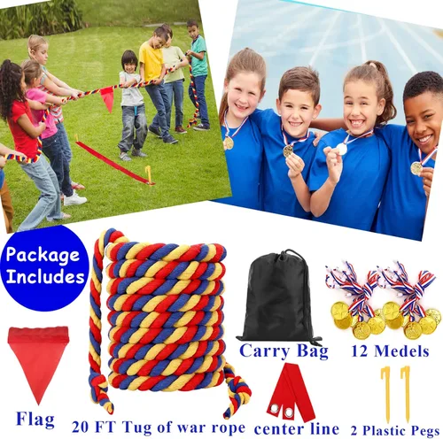 Miniatura 6 de Cuerda de tira y afloja para niños y adultos, césped al aire libre, reunión familiar, juegos de fiesta de cumpleaños, juegos de picnic al aire Azul
