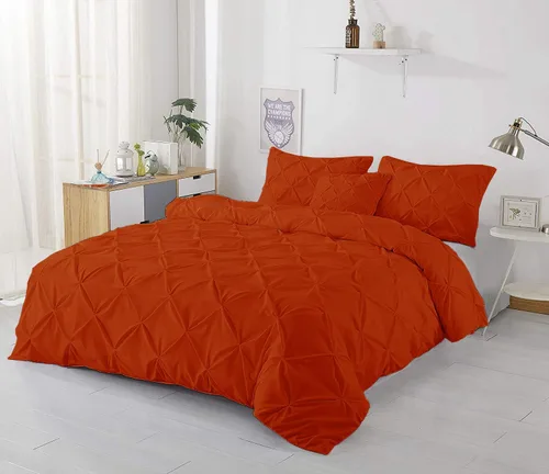 Miniatura 16 de Juego de funda de edredón plisada de 3 piezas, tamaño Super King (116 x 98 pulgadas), 100% algodón egipcio de 1000 hilos, cremallera y lazos
