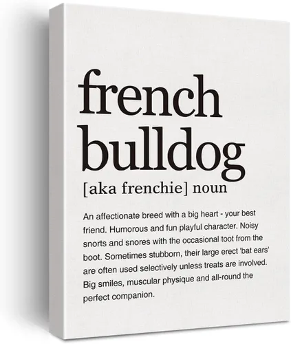 LEXSIVO Lienzo impreso con definición de bulldog francés, arte de pared, decoración de oficina en casa, pintura minimalista moderna de 12 x 15