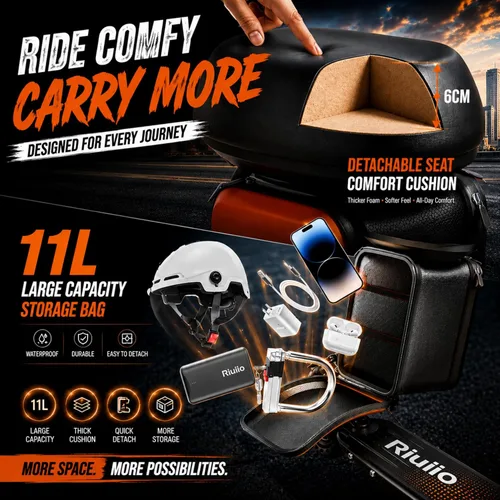 Miniatura 2 de Patinete eléctrico, motor de 350 W-500 W, 9 MPH a 22 MPH, rango de 10-41 millas, suspensión doble, freno dual, control de aplicación, scooter Naranja