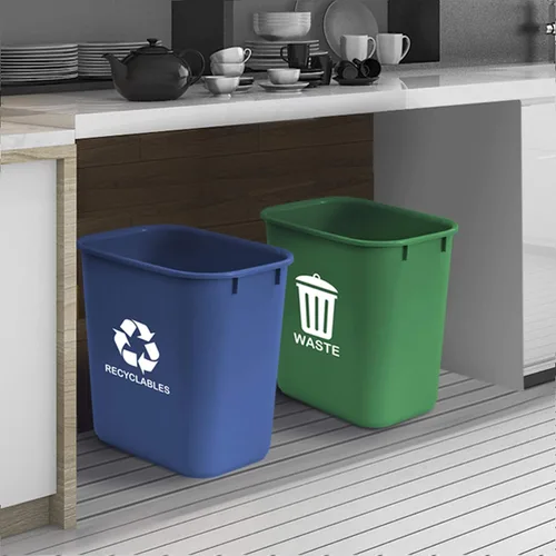 Miniatura 3 de Acrimet Cubo de basura para reciclaje y residuos, 6.75 galones, 27 cuartos de galón, 24 litros (plástico) (verde y azul) (juego de 2)