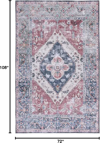 Miniatura 2 de SAFAVIEH Alfombra lavable Tucson Collection - 6 x 9 pies, resistente al óxido y azul marino, antideslizante, ideal para zonas de alto tráfico