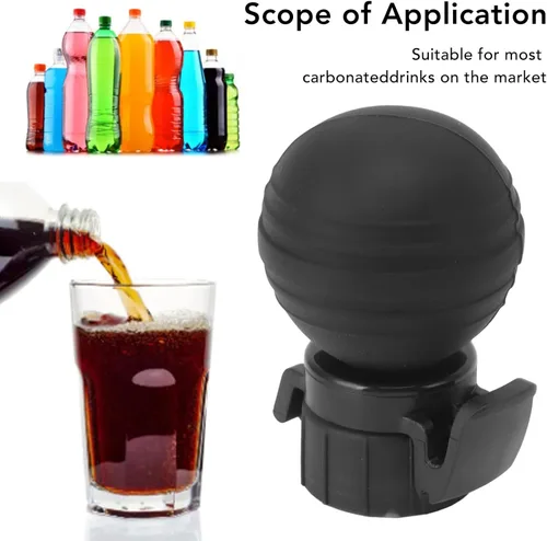 Miniatura 4 de Tapa de botella de soda, silicona a prueba de fugas, tapa de bomba de aire carbonatada, tapa de tapón para mantener la bebida fresca (negro)