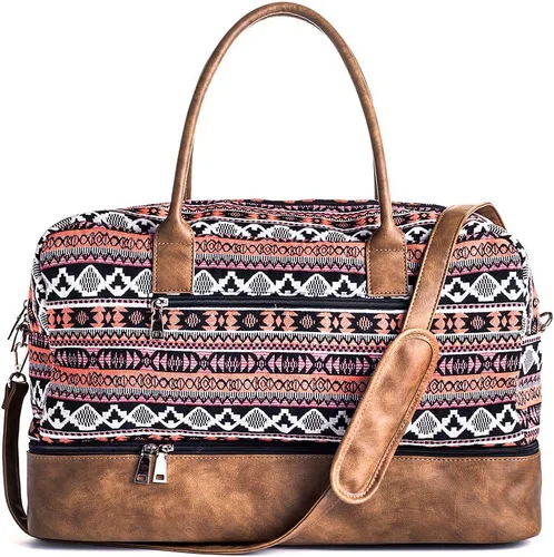 MyMealivos Bolsa de lona para el fin de semana o viaje durante la noche bolsa de tela de lana gruesa con bolsa para zapatos