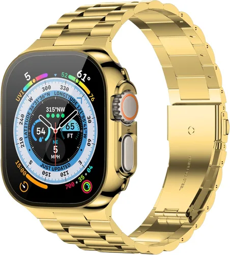 Miniatura 9 de baozai Compatible con Apple Watch Band de 1.496 pulgadas con funda, correa para iWatch de acero inoxidable con funda protectora de pantalla