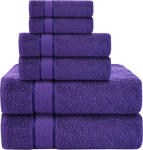 Miniatura 13 de Juego de toallas de baño - 100% algodón - 2 toallas de baño, 2 toallas de mano y 2 paños - Grandes, secado rápido, absorbentes, suaves, lujosas