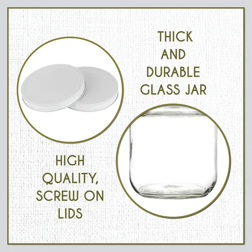 Miniatura 7 de Frasco de vidrio grande de medio galón Kitchentoolz con boca ancha y tapa metálica hermética - Capacidad de 1/2 galón (64oz) - Para encurtidos