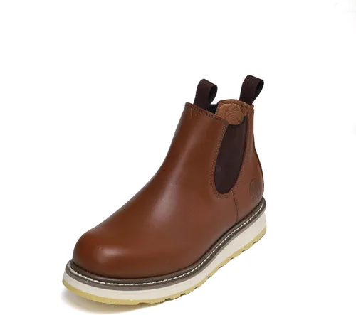 Miniatura 4 de HANDPOINT Botas de trabajo Chelsea Double Gore Pull-On Soft Toe para hombre - Marrón 84985