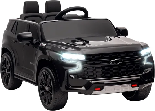 Aosom - Auto de paseo con licencia Chevrolet Tahoe, juguete eléctrico con batería de 12 V y 7 AH, con control remoto para padres, luces LED, música,