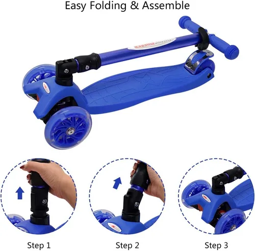Miniatura 7 de ChromeWheels Patinetes Plegables para Niños, Patinete Deluxe con 4 Alturas Ajustables, Límite de Peso 132 libras, 3 Ruedas, Inclínate para Dirigir #