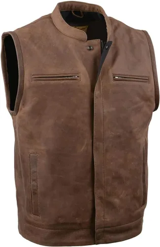 Miniatura 9 de Milwaukee Leather Men's Club Style Motorcycle Vest -Premium Leather, Dual Closure, CCW Pockets, Patch-Ready Back