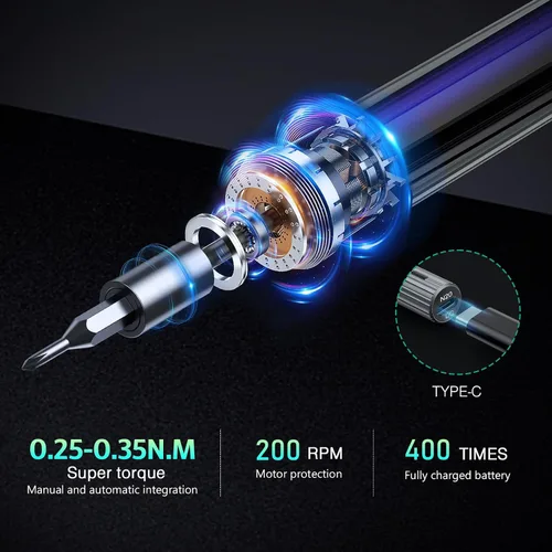 Miniatura 4 de ORIA Juego de destornilladores eléctricos, destornillador inalámbrico recargable 58 en 1, kit de herramientas de reparación de precisión con cable