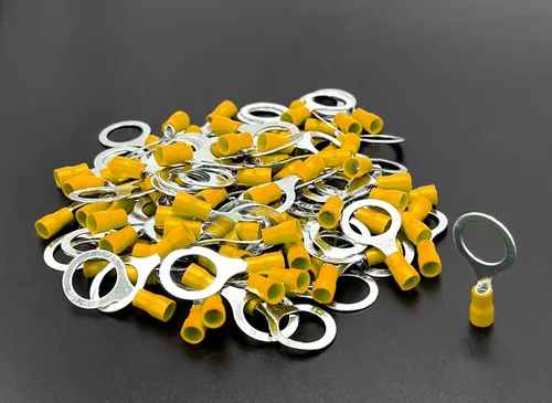 Miniatura 3 de ANGSTROM Terminales de anillo de perno de 1/2", conectores de crimpado eléctricos aislados, 100 piezas (12-10ga amarillo)