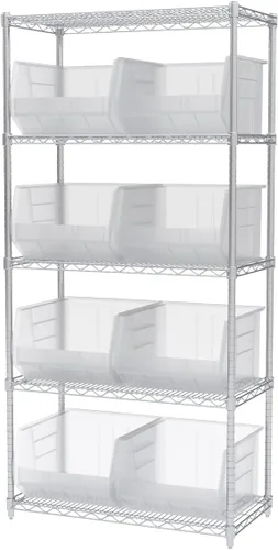 Miniatura 9 de Akro-Mils AkroBin Caja de almacenamiento de plástico apilable, 18 x 16 x 11 pulgadas, 3 unidades Transparente