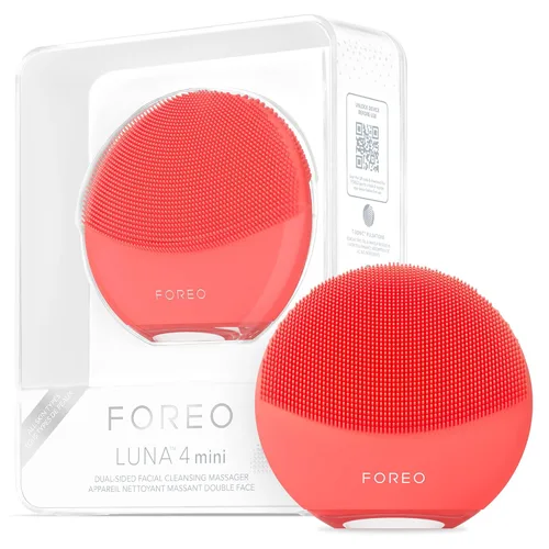 FOREO Luna 4 Mini cepillo de limpieza facial y masajeador - Cuidado facial premium - Mejora la absorción de productos faciales - Herramientas Coral