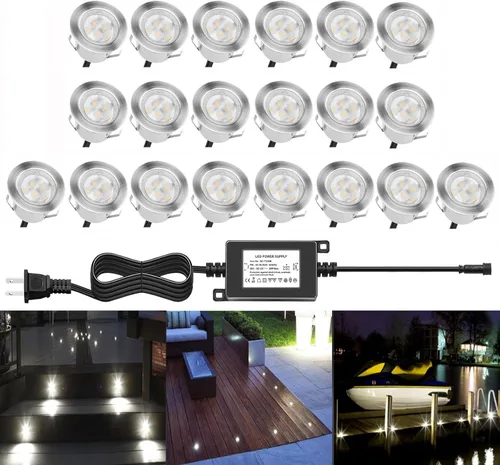 Miniatura 12 de lámpara LED decorativa de bajo voltaje de 1 vatio, impermeable, para exteriores, patio, jardín, escaleras Blanco cálido